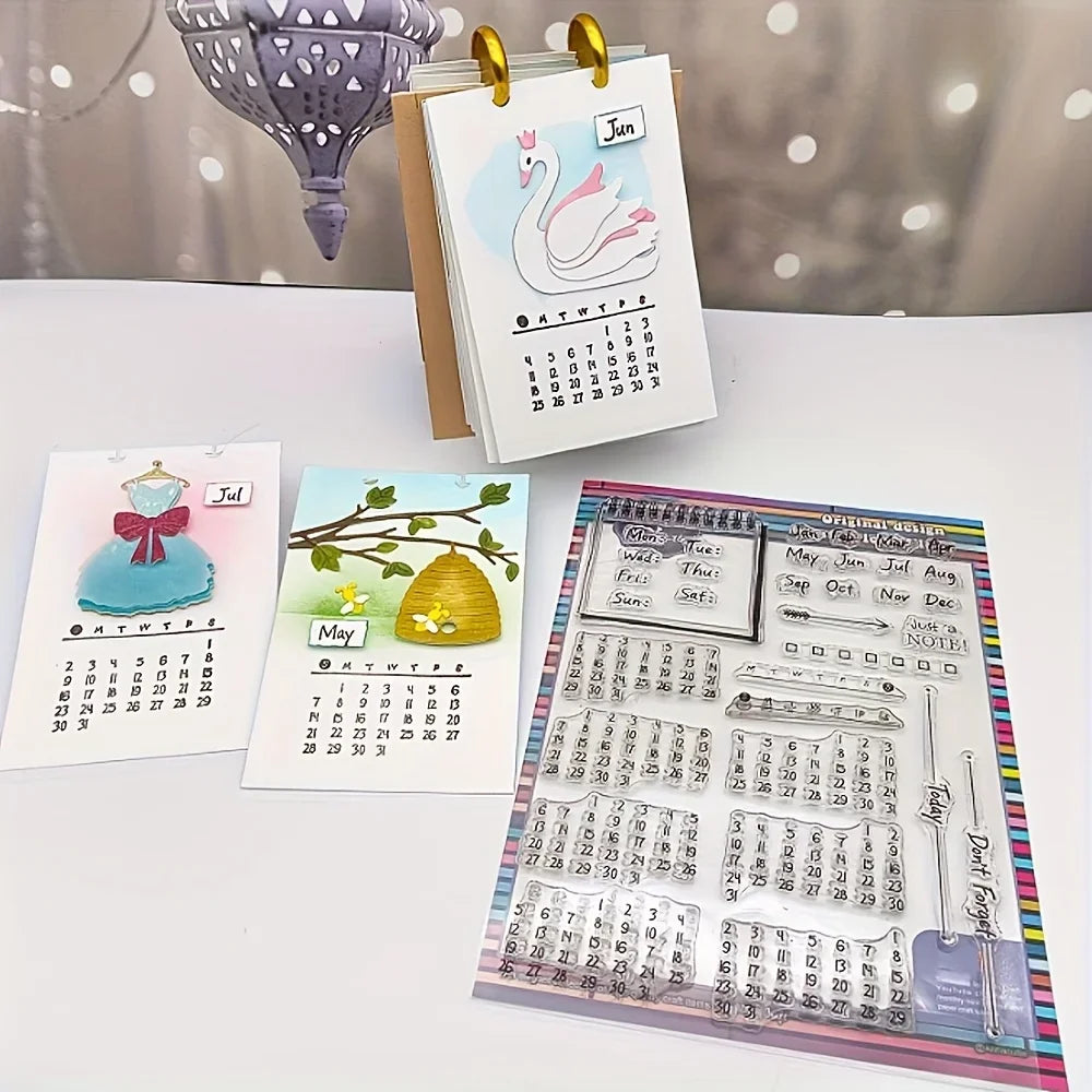 Clear Calendar Stamp – Reusable Transparent Stamp for Cards Clear Craft Stamp Axl