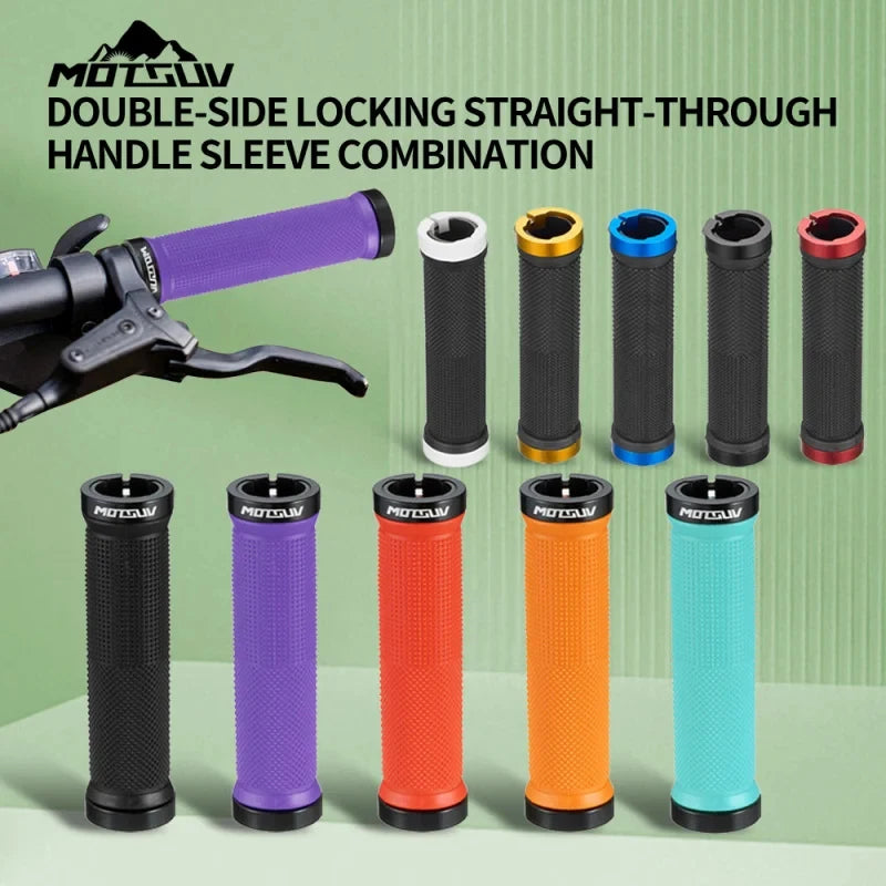 Double Lock-On MTB Bike Handlebar Grips – Aluminum & Rubber Bike Handlebar Grips Axl