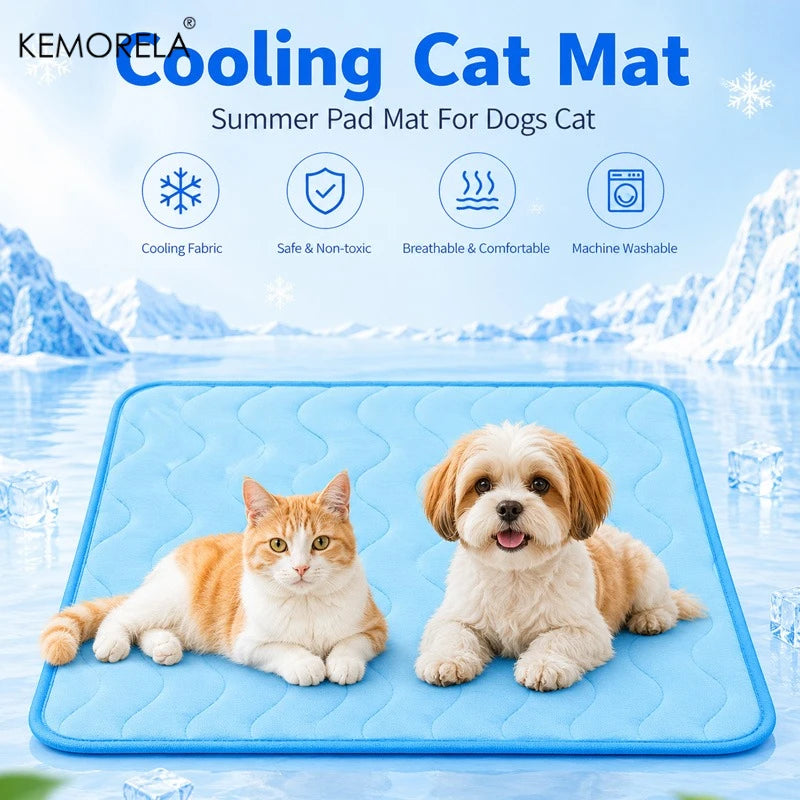 KEMORELA Cooling Pet Mat – Ice Silk Bed for Dogs & Cats Pet Cooling Mat Axl