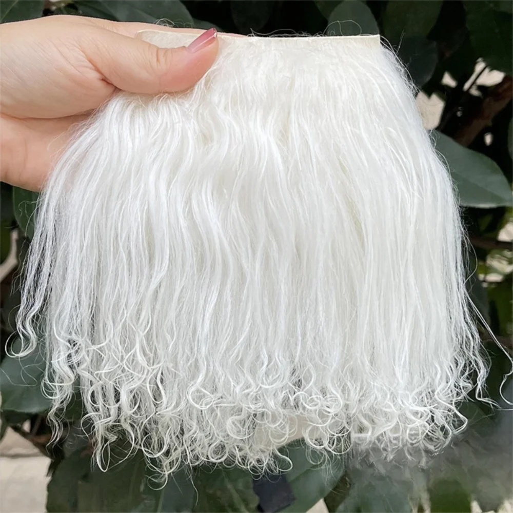Curly Mohair Hair Wefts for BJD OB11 Blythe & Reborn Dolls Doll Hair Wefts Axl White
