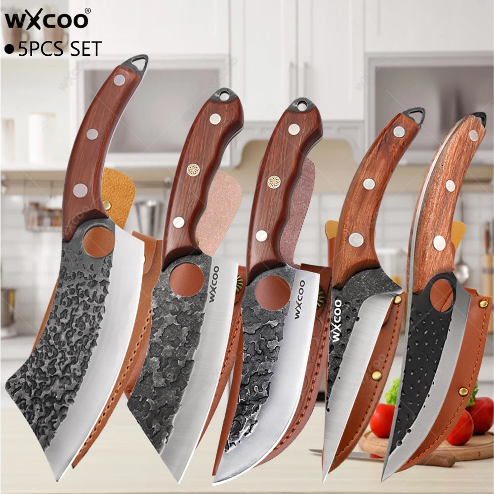 WXCOO Hand-Forged Boning & Slicing Knife – Stainless Steel Boning Knife Axl 5PCS SET