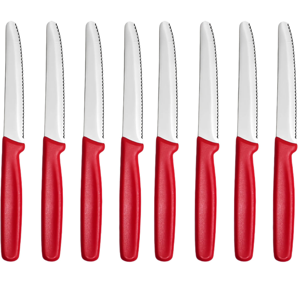 Serrated Steak & Bread Knife Set 4/6/8 Pc – Round Tip Steel Serrated Knife Set Axl 8 Pc Knife Set-red China Mainland