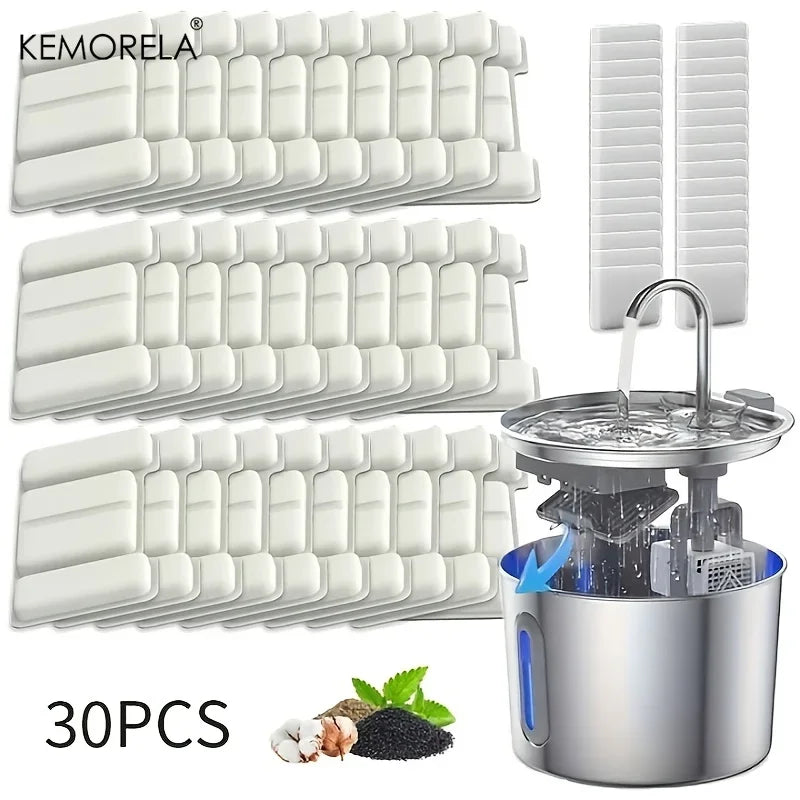 KEMORELA Cat Water Fountain Filter Replacement – 15 or 30 Pack Pet Fountain Filter Axl