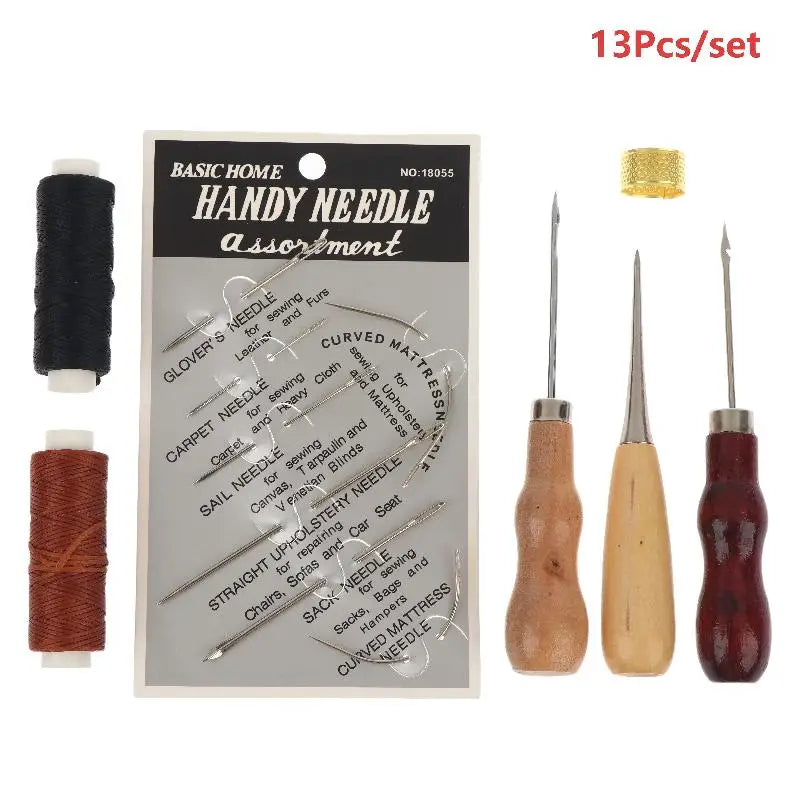 Leather Hand Sewing Kit – DIY Stitching Tools for Craft & Repair Leather Sewing Kit Axl 13Pcs