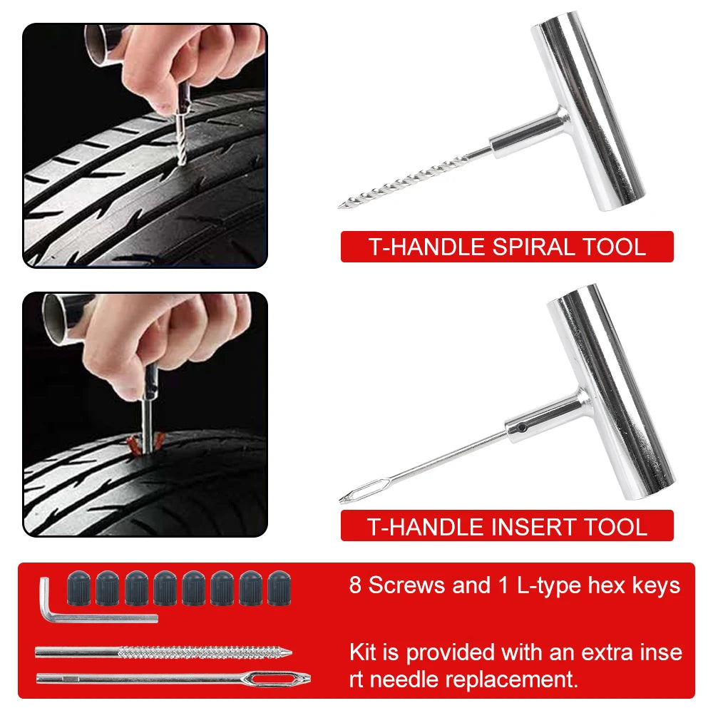 45-Piece Tubeless Tire Repair Kit – Car, Bike & Motorcycle Tire Repair Kit Axl