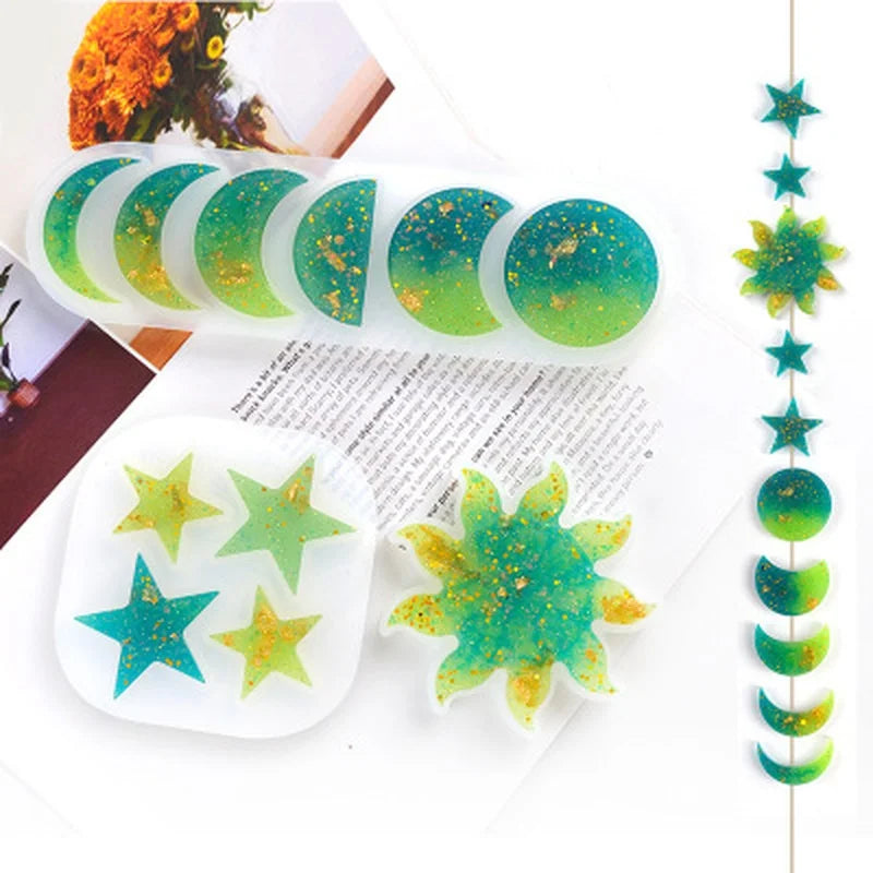 Star Sun Moon Silicone Resin Molds – DIY Jewelry & Craft Kit Silicone Craft Mold Axl