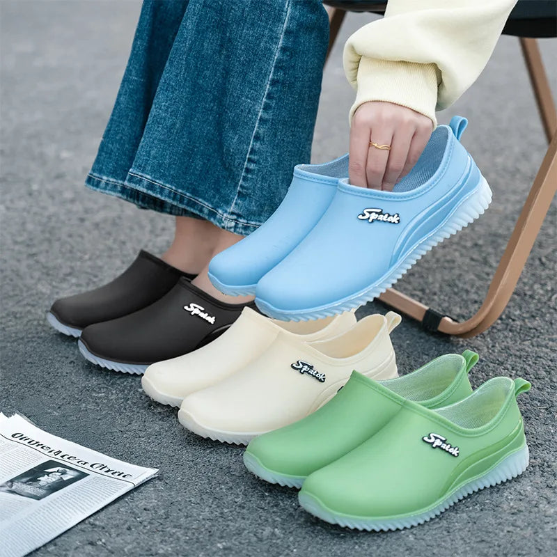 Women's Waterproof Plush Rain Shoes – Slip-On Galoshes Women's Rain Boots Axl