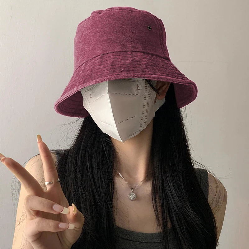 Retro Washed Denim Bucket Hat – Unisex Outdoor Sun Hat Bucket Hat Axl