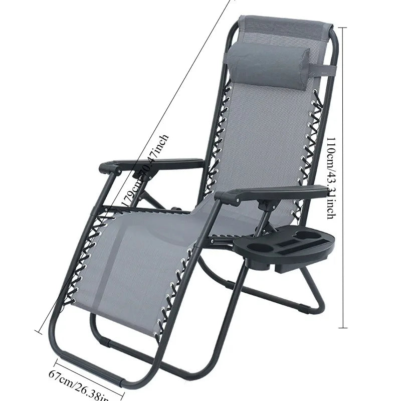 Outdoor Folding Lounge Chair – Cup Holder & Headrest Outdoor Recliner Chair Axl