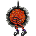 Halloween Witch Hat Leg Door Wreath – Spooky Hanging Garland Halloween Door Wreath Axl Orange