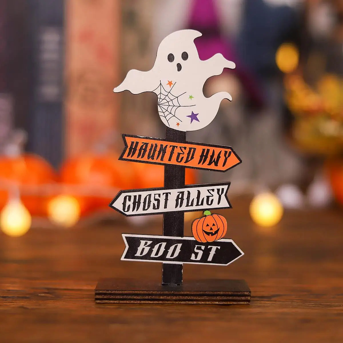 Halloween Wooden Ornaments – Pumpkin & Ghost Desktop Decor Halloween Wooden Ornament Axl