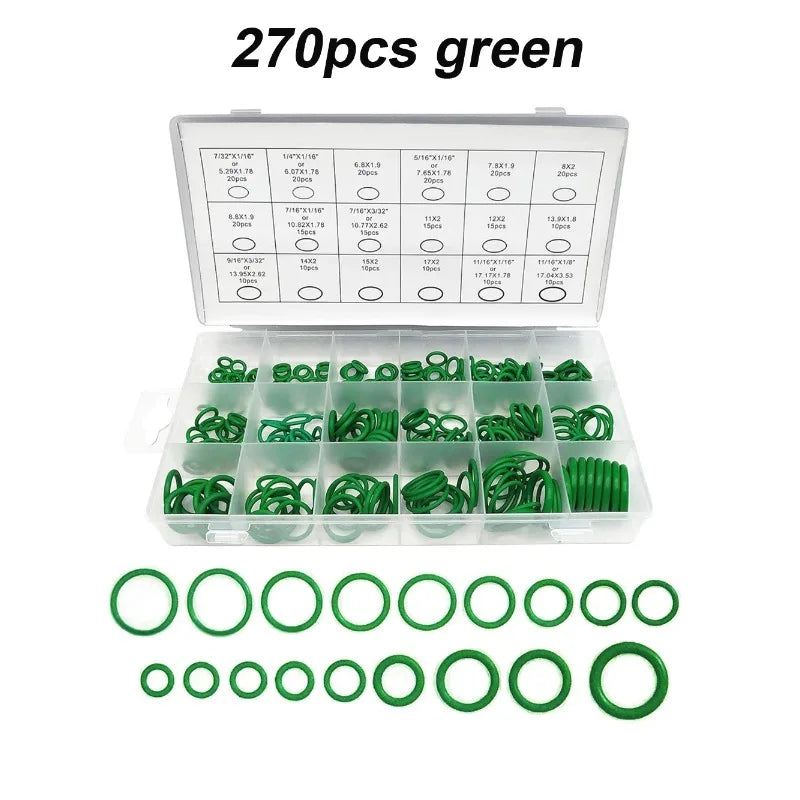 270Pcs O-Ring Seal Kit – Rubber Seals for Auto AC Systems Automotive O-Ring Kit Axl