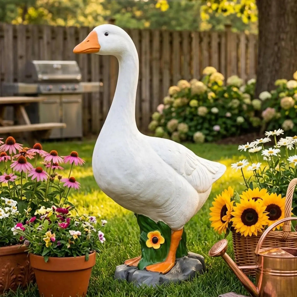 Resin Porch Goose Statue – All-Weather Garden Yard Decor Garden Goose Statue Axl