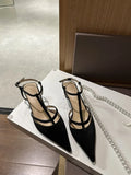 Women's Pointed Toe High Heel Mule Sandals – Satin Upper High Heel Mule Sandals Axl Black 35