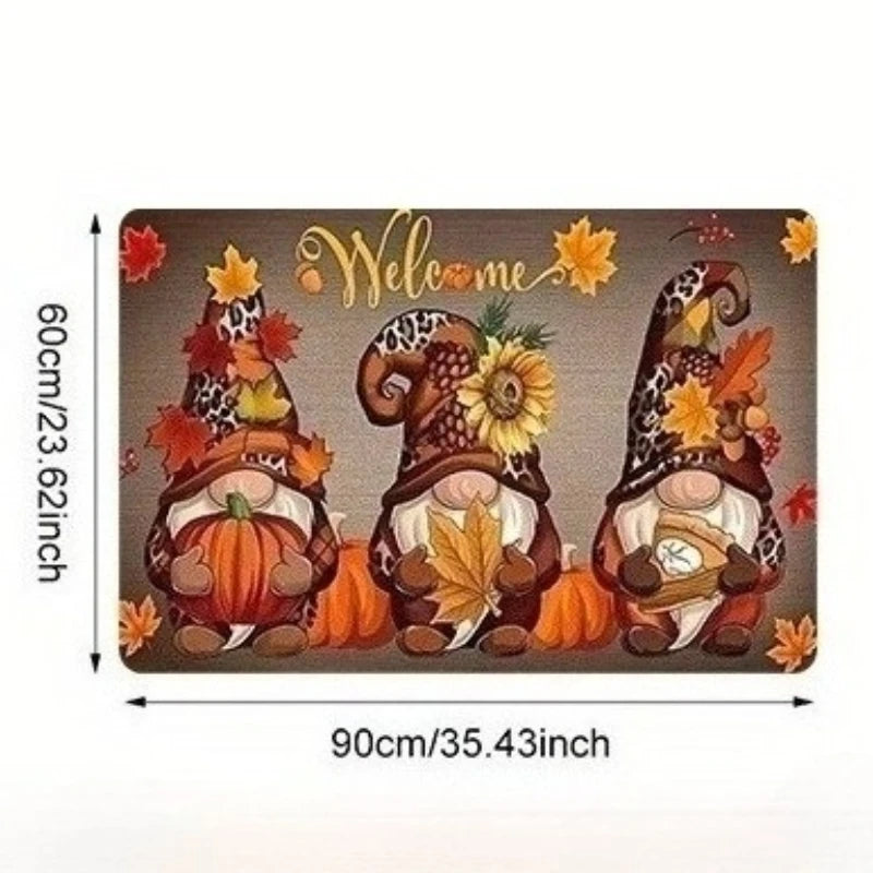 Gnome & Pumpkin Festive Doormat – Non-Slip Indoor/Outdoor Festive Doormat Axl 60x90cm -1pc