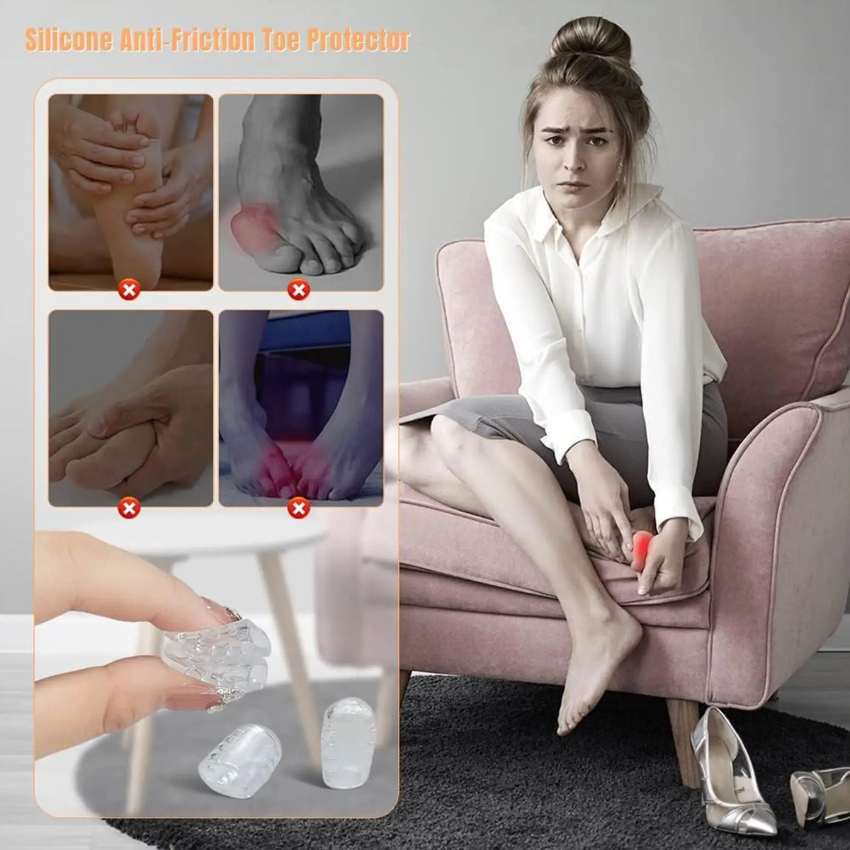 Silicone Toe Protectors 20 Pack – Clear Anti-Friction Toe Sleeves Toe Protector Sleeves Axl
