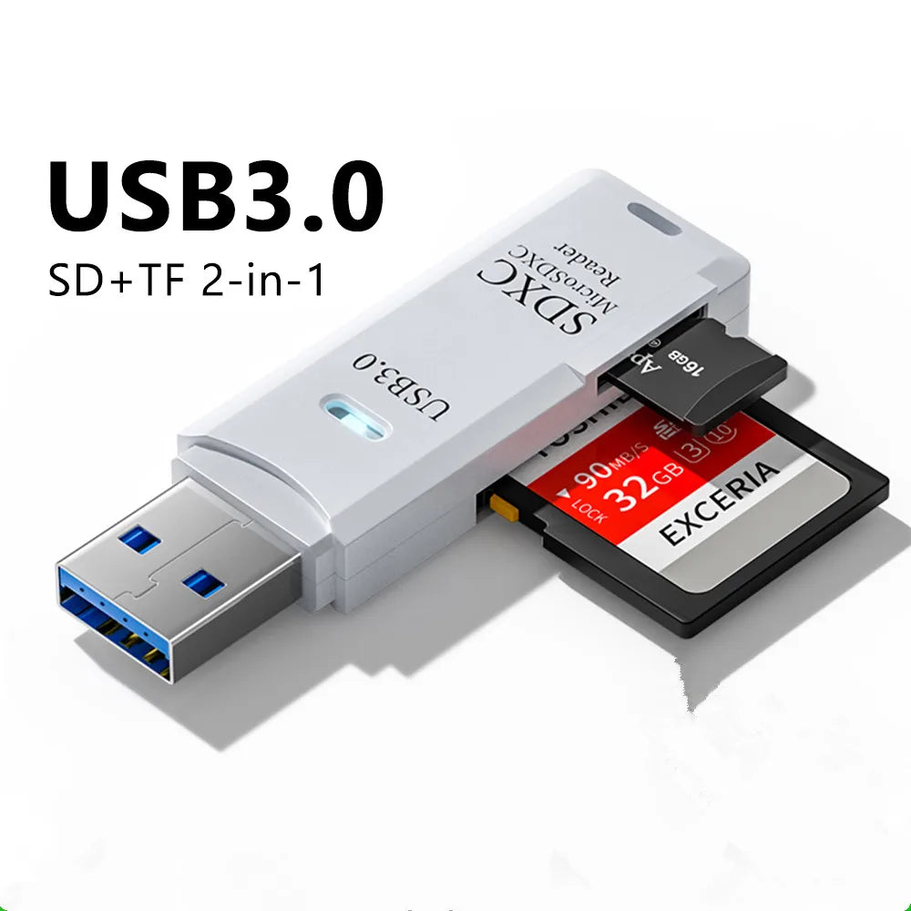 USB 3.0 2-in-1 SD & TF Card Reader Adapter for PC & Laptop Memory Card Reader Axl