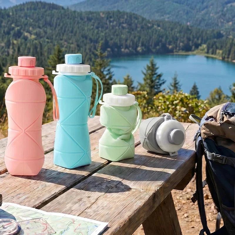 600ml Foldable Silicone Water Bottle – Leakproof & Portable Foldable Water Bottle Axl
