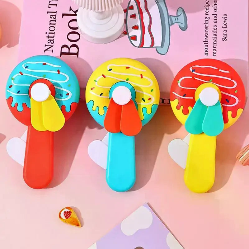 Cartoon Mini Hand Pressure Fan – Ice Cream Design, Kids & Adults Novelty Hand Fan Axl