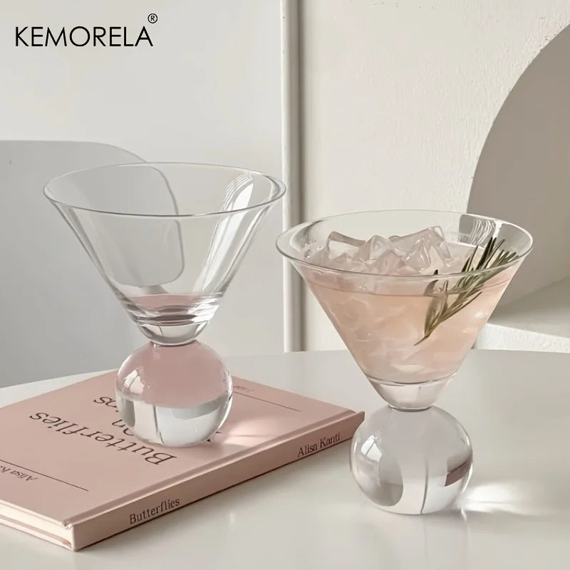 KEMORELA 260ml Beaded Martini Glass – Short Foot Cocktail Cup Cocktail Glass Axl
