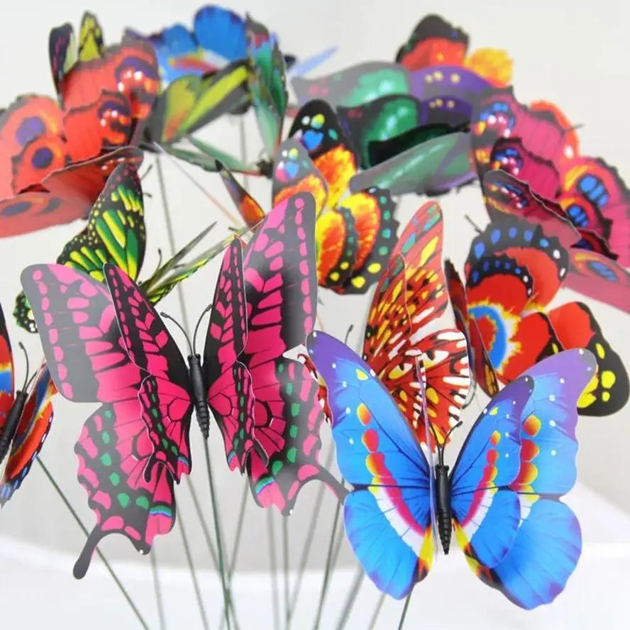 20-Piece Colorful Double Layer Butterfly Garden Stakes Set Garden Butterfly Stakes Axl
