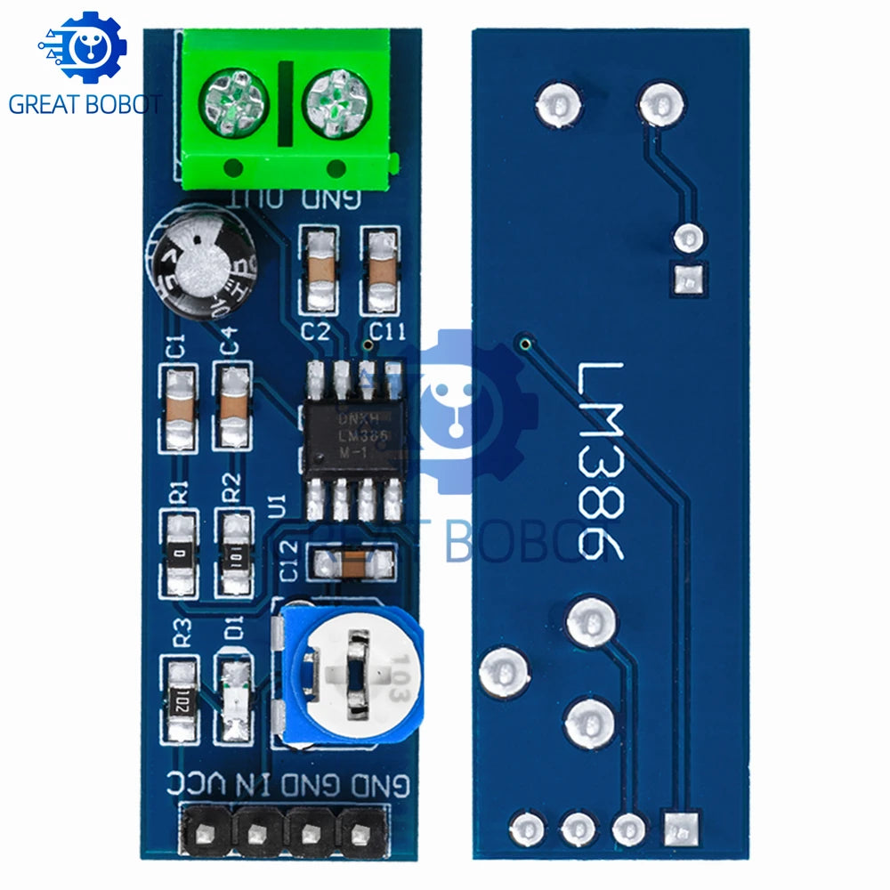 LM386 Audio Amplifier Module – 200x Gain, 5V–12V, 10K Resistor Audio Amplifier Module Axl