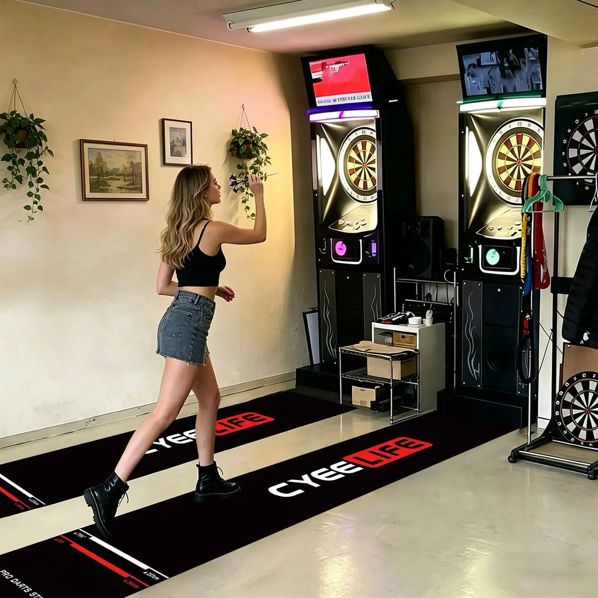 Non-Slip Dart Board Mat with Throw Line | Portable Floor Mat Dart Floor Mat Axl