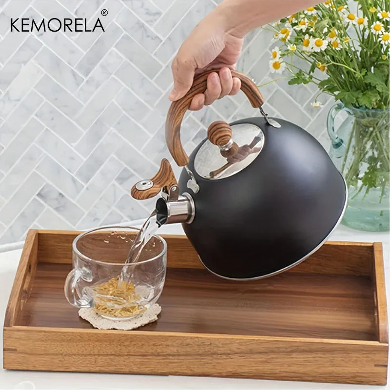 KEMORELA 2.5L Stainless Steel Whistle Kettle – Gas & Induction Stovetop Whistle Kettle Axl