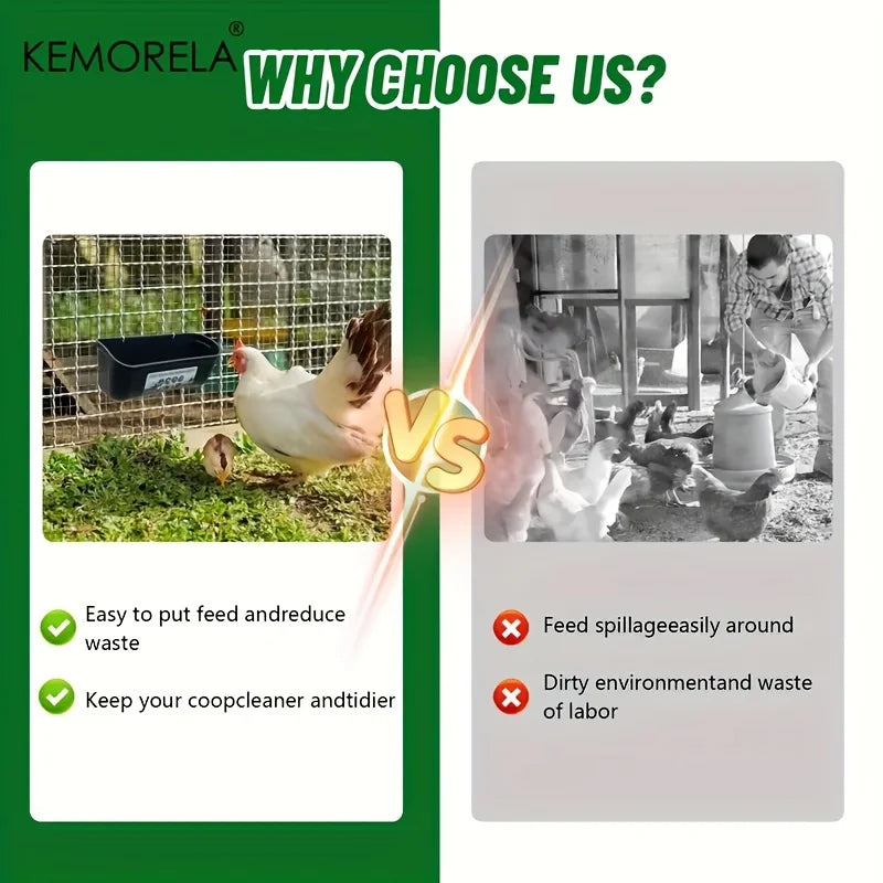 KEMORELA Large Hanging Chicken Feeder – Fence-Mounted Poultry Poultry Feeder Axl