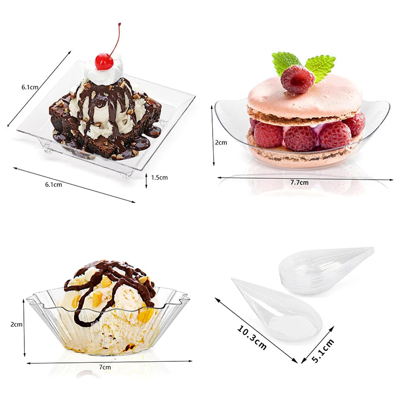 10-Pack Mini Transparent Dessert Cups – Mousse & Appetizer Plates Dessert Cup Set Axl
