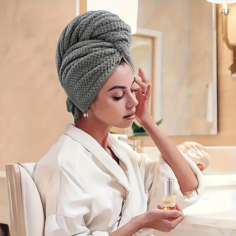 Women's Quick-Dry Microfiber Hair Towel Wrap – Thick & Curly Microfiber Hair Turban Axl Grey-1pc