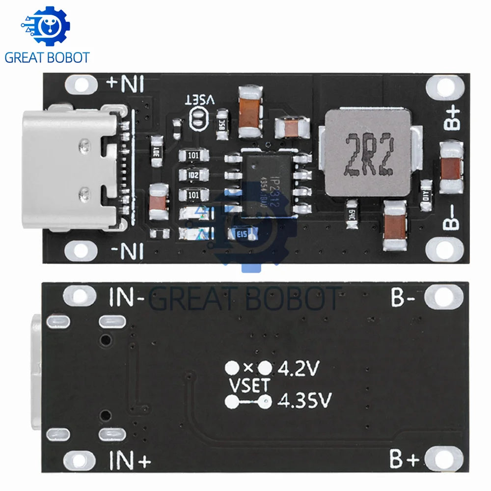 IP2312 USB-C 3A Fast Charging Board – 5V to 4.2V Li-Po Module Battery Charging Module Axl