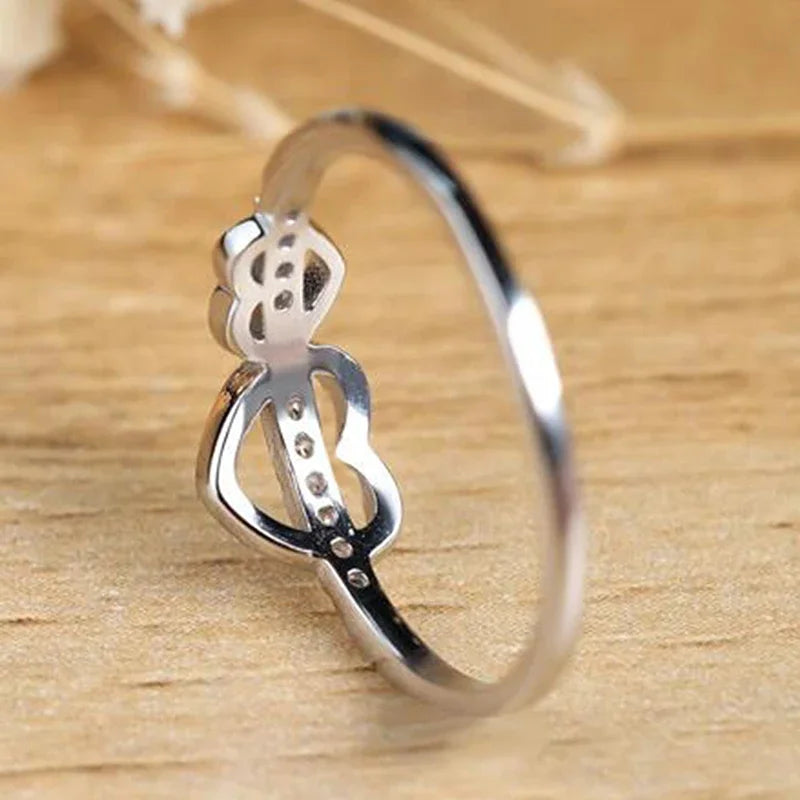 Huitan Double Heart Ring – Cubic Zirconia Women's Fashion Ring Fashion Ring Axl