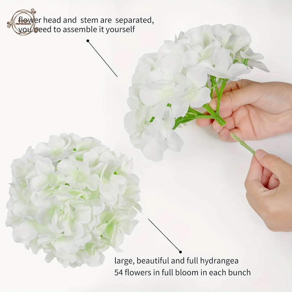 10 White Silk Artificial Hydrangea Flowers with Stems – Bouquet Artificial Silk Flowers Axl