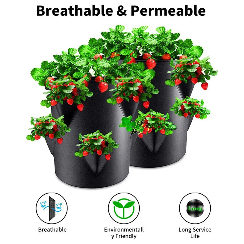 7 Gallon Strawberry Grow Bag with 6 Side Pockets | Fabric Planter Fabric Grow Bag Axl