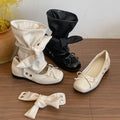 Satin Bow Ankle Strap Women's Flat Sandal Boots | Lolita Style Flat Sandal Boots Axl black 35