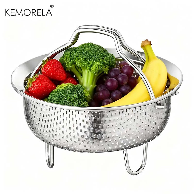 KEMORELA Stainless Steel Steam Basket with Foldable Handle Steamer Basket Axl