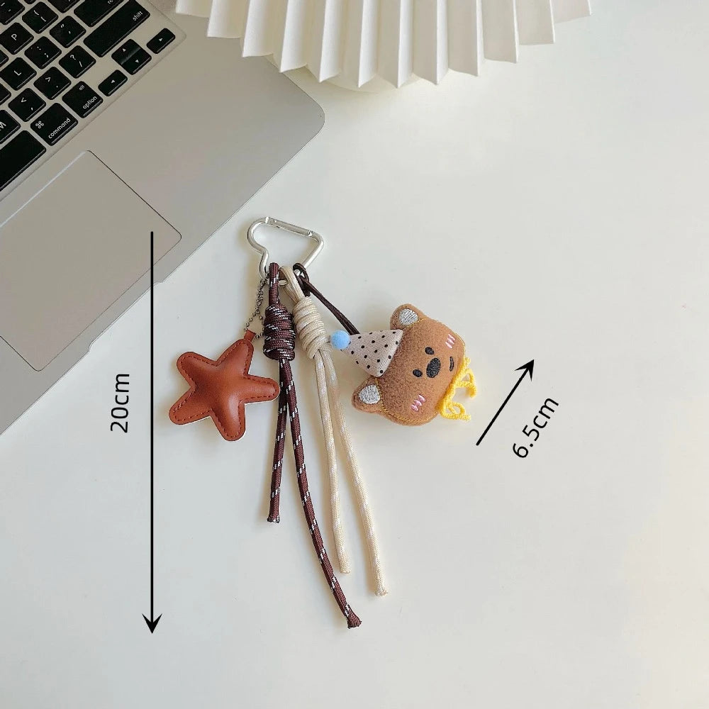Cartoon Bear Plush Bag Charm – Handmade Nylon Rope Pendant Plush Bag Charm Axl