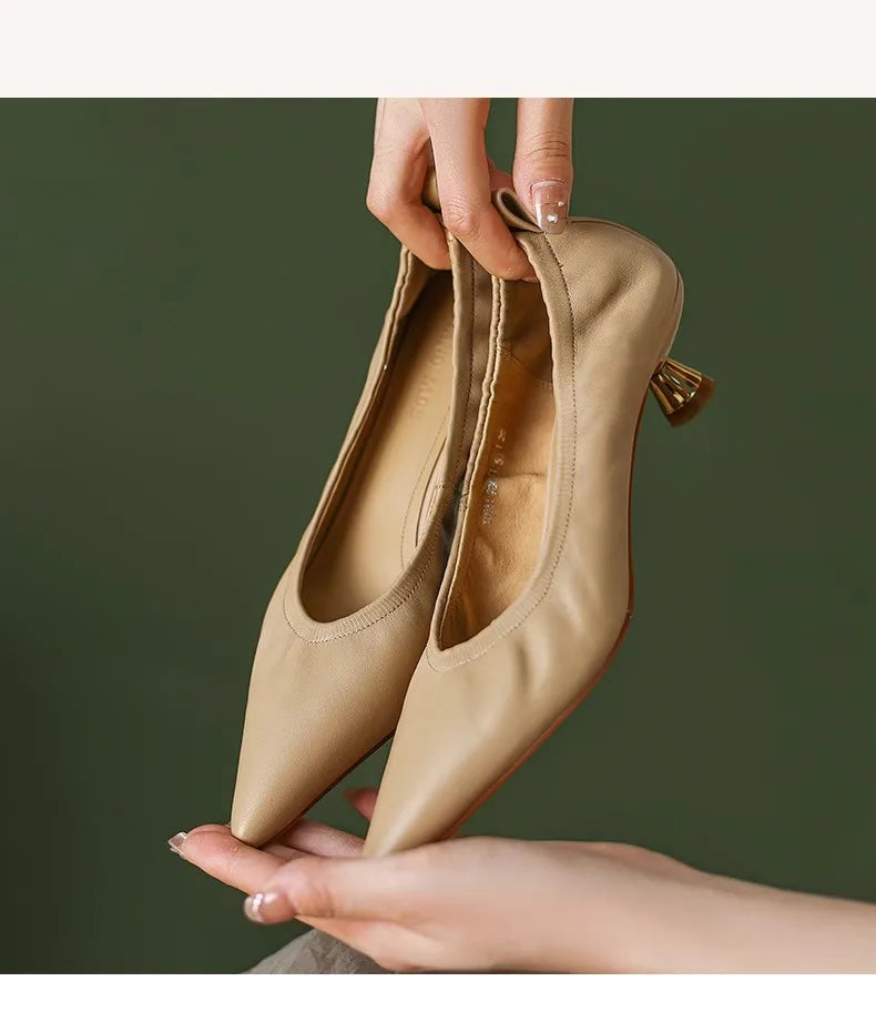 Women's Kitten Heel Pumps – Pointed Toe Slip-On Work Shoes Kitten Heel Pumps Axl
