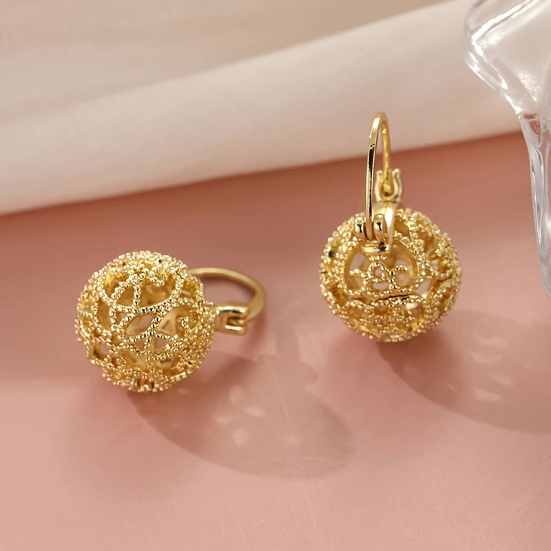 Huitan Hollow Ball Drop Earrings – Women's Trendy Jewelry Drop Earrings Axl