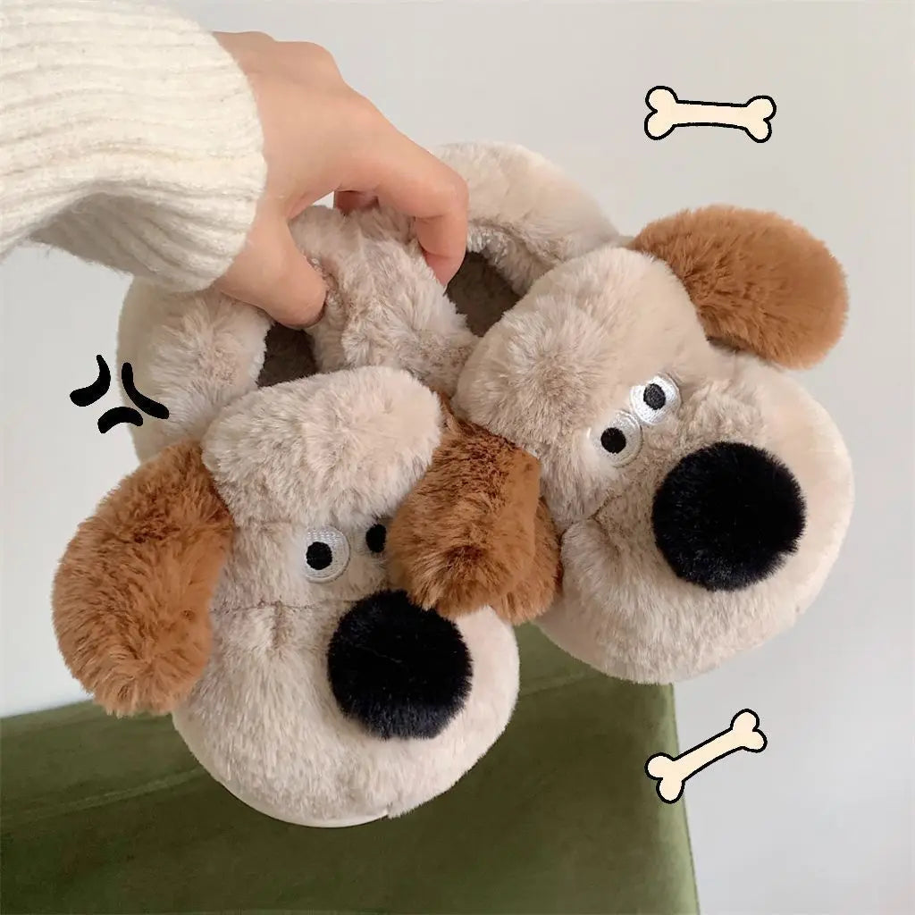 Fluffy Dog Slippers – Warm Furry Animal Slide Shoes for Women Fluffy Animal Slippers Axl