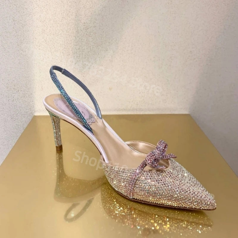 Women's Rhinestone High Heel Sandals – Pointed Toe Formal High Heel Sandals Axl