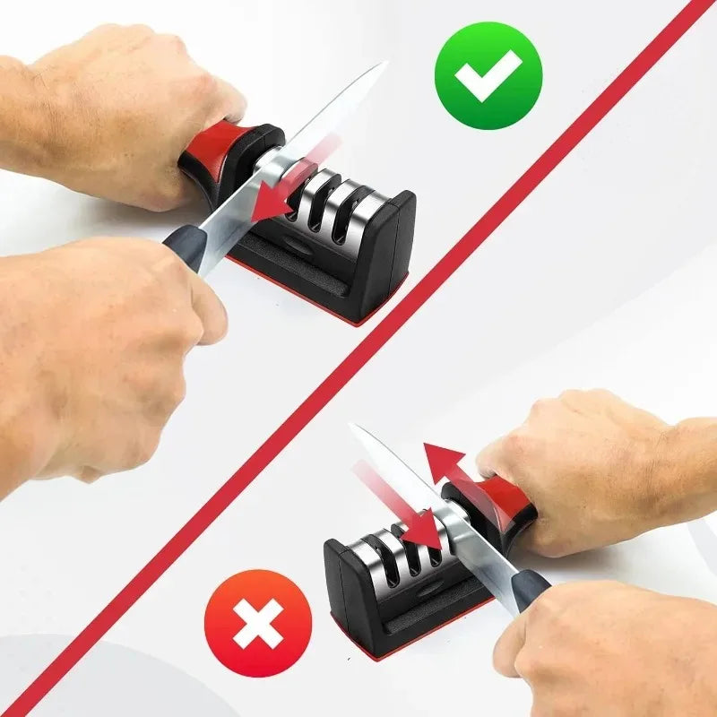3-Slot Kitchen Knife Sharpener with Ergonomic Handle Knife Sharpener Axl