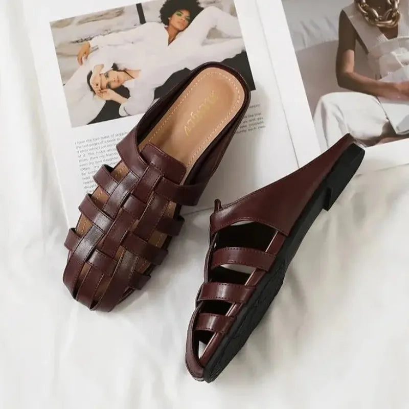 Women's Hollow-Out Mule Sandals – Flat Slip-On Summer Shoes Mule Sandals Axl