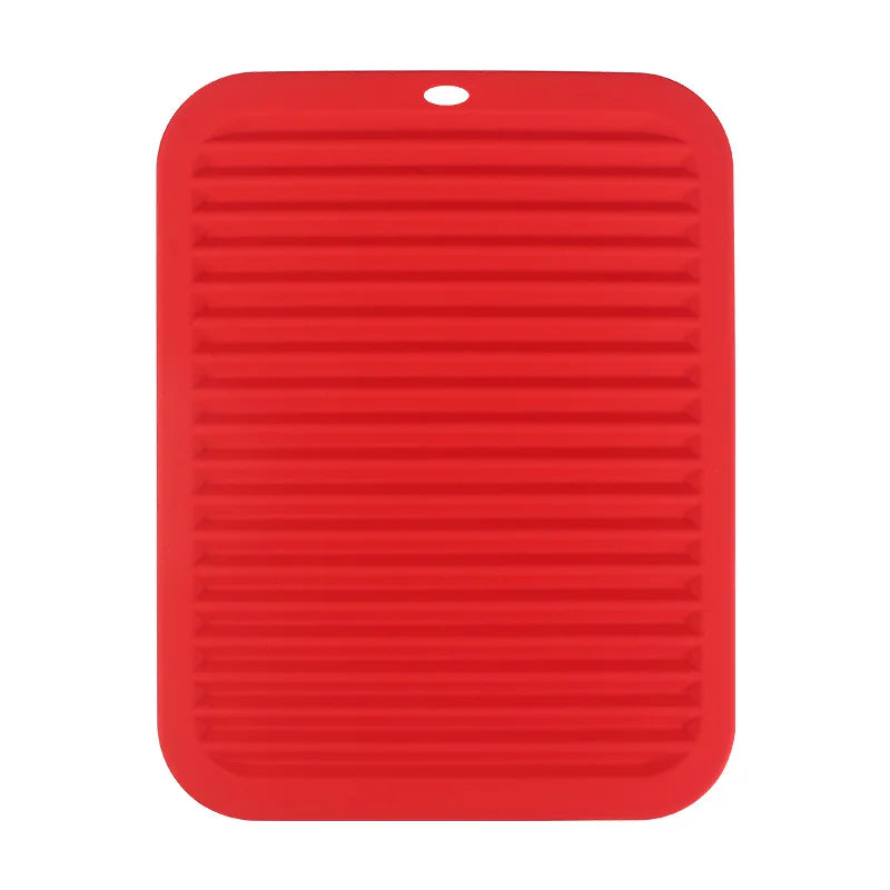 Silicone Draining Mat – Heat-Resistant Trivet & Placemat Silicone Kitchen Mat Axl Red