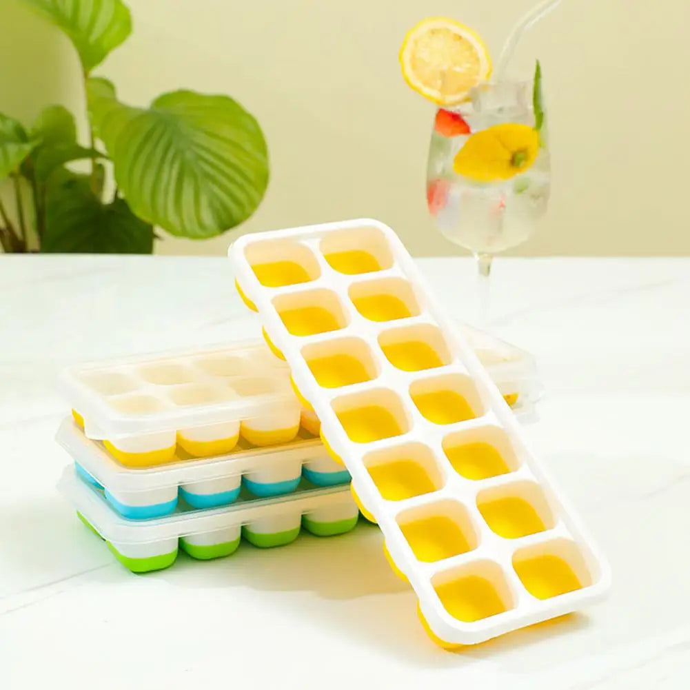 Silicone Ice Cube Tray with Lid – 14-Cube Stackable Mold Silicone Ice Tray Axl