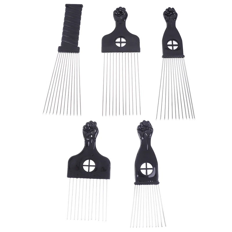 Black Fist Afro Metal Comb – Wide Tooth Natural Hair Pick Afro Hair Pick Comb Axl