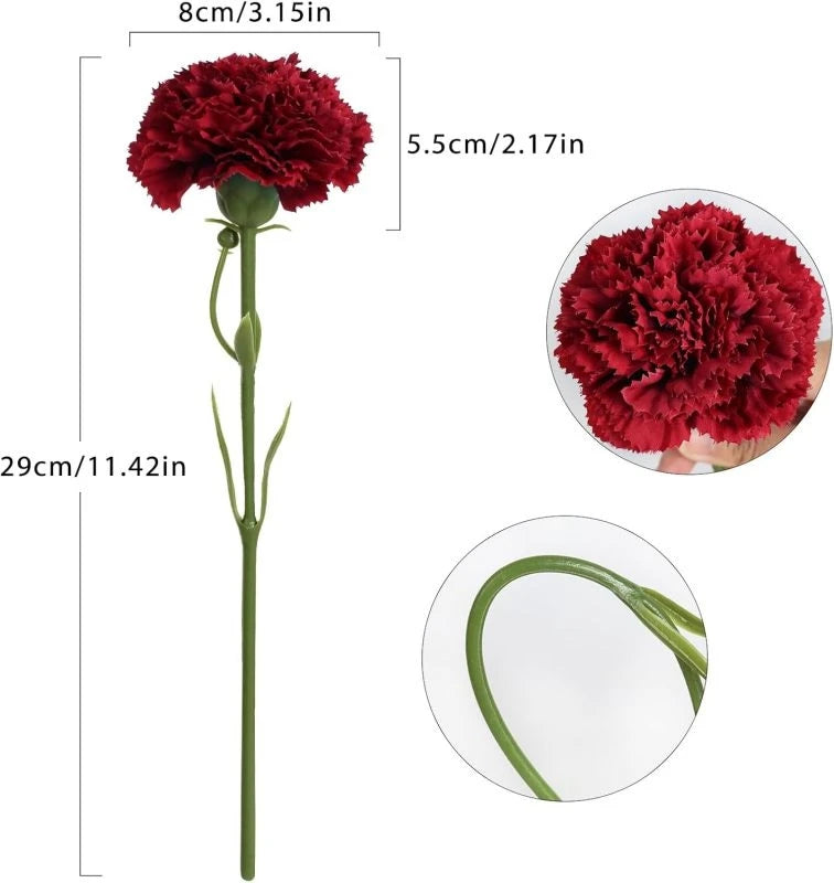 Silk Carnation Artificial Flowers 4/8 Pcs – Wedding & Home Décor Artificial Silk Flowers Axl Red 4 pcs