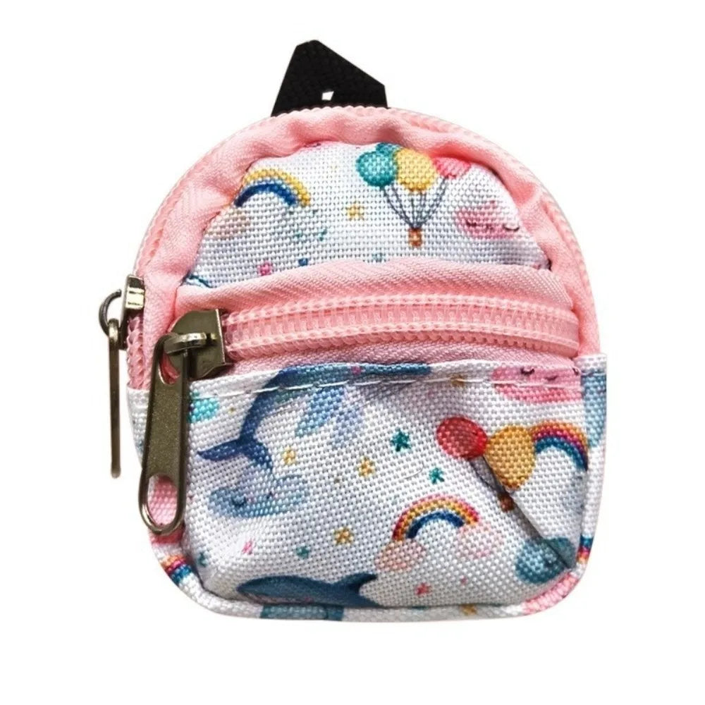 Mini Doll Backpack – Cute Cloth School Bag for 1/6 BJD Dolls Doll Accessory Axl pink whale