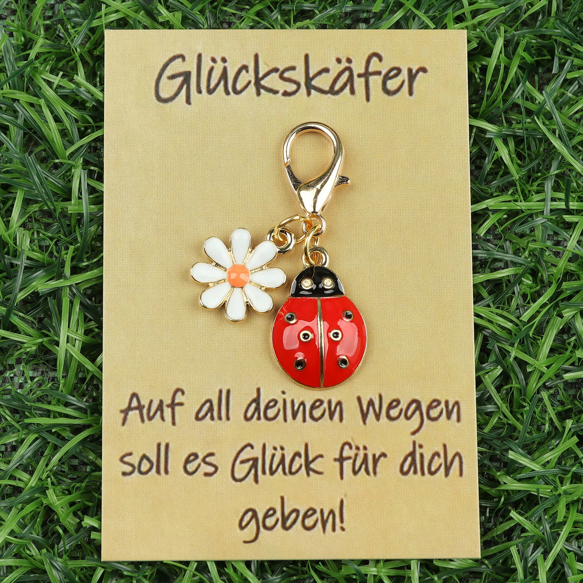 Lucky Ladybug Earrings, Keychain & German Blessing Card Gift Set Jewelry Gift Set Axl